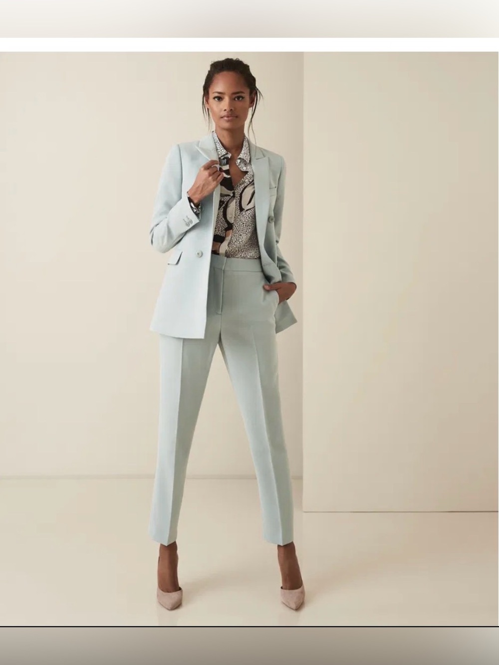 REISS Laura Crepe Double Breasted Blazer & Trousers Size 4